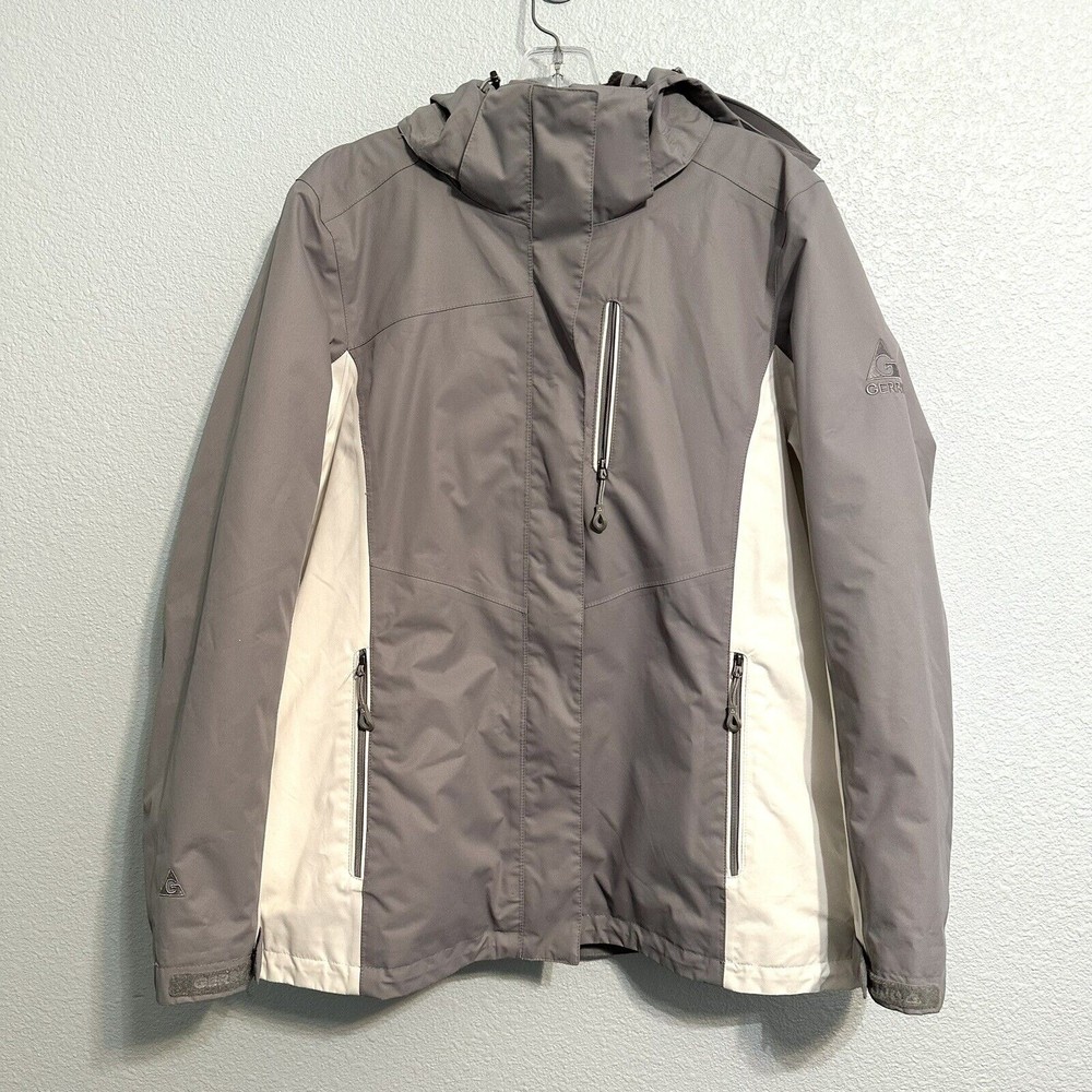Gerry Womens Bella Systems Faux Fur Trim Hooded Jacket Grey Size Large NG9431
